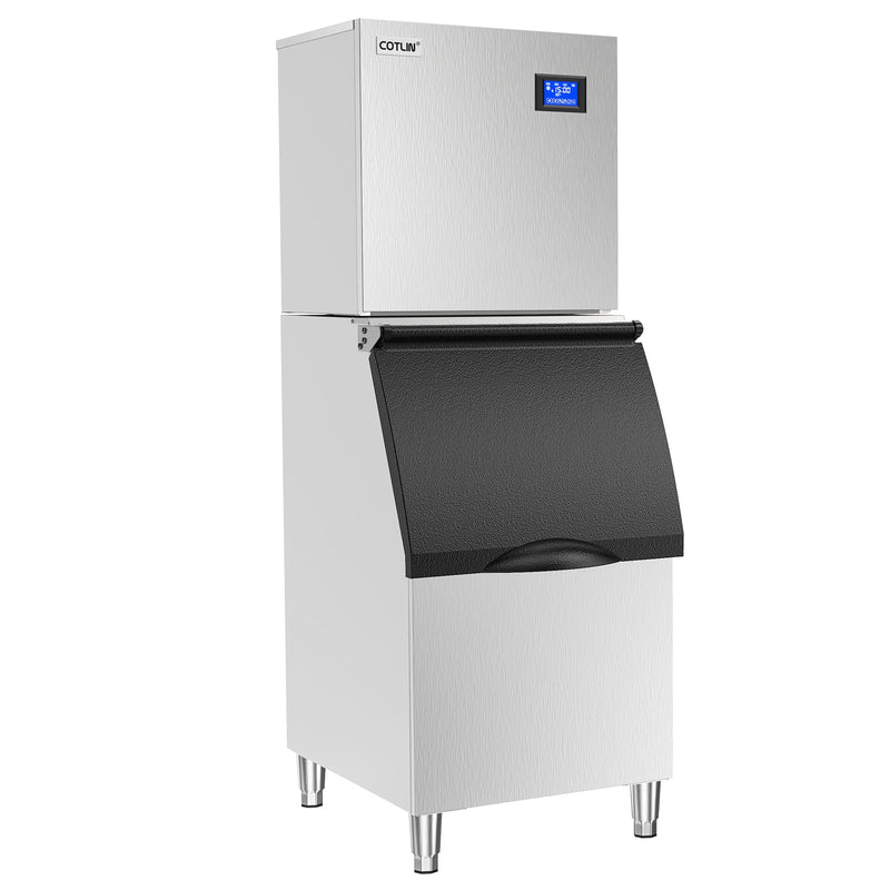 COTLIN 22" 300LBS/24H Adjustable Ice Cube Thickness Air Cooled Stainless Steel  Commercial Ice Maker T50A