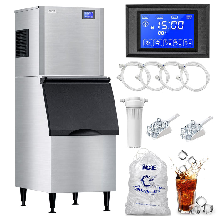  COTLIN Commercial Ice Maker Machine 300LBS/24H with 300LBS  Large Storage Bin, 22 Air Cooled Clear Cube Ice for Restaurant Bar, 110V :  Industrial & Scientific