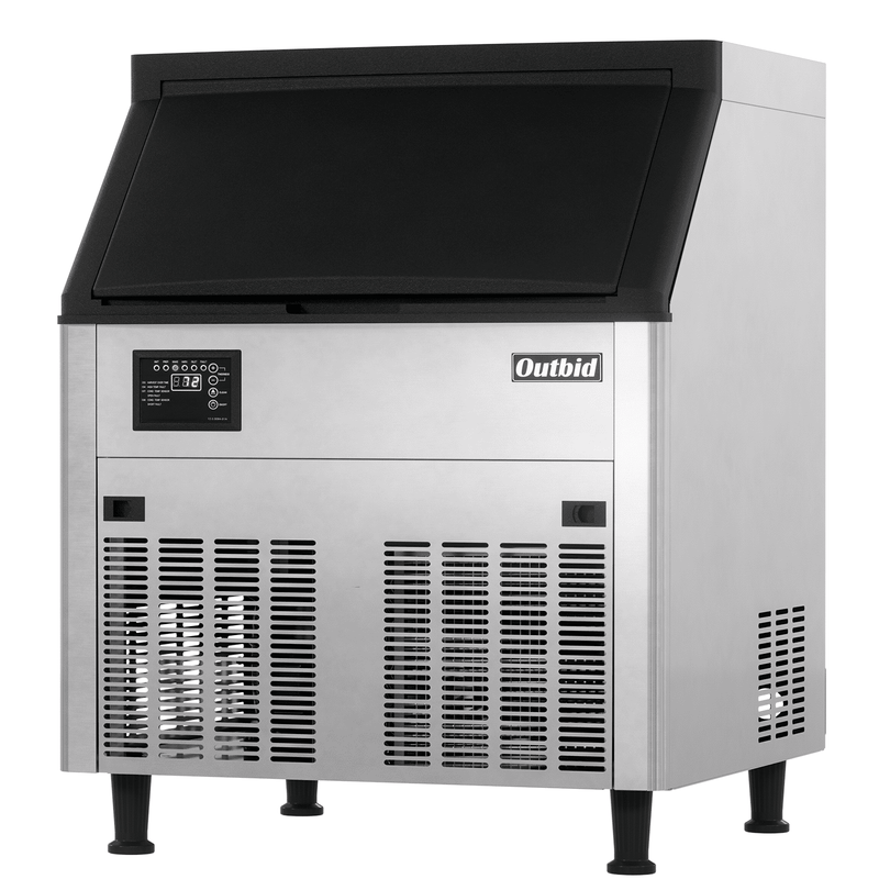 OUTBID 26" 265LBS/24H Air Cooled Freestanding Stainless Steel Undercounter Ice Machine with 90 LBS Bin UIM518